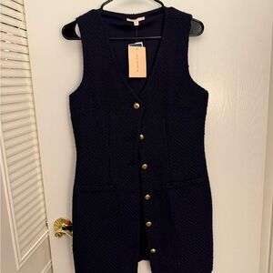 BeBop Navy Sleeveless Button-Front Midi Dress